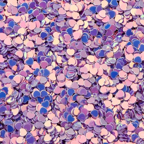 Hrlace 60g 3mm Glitzer Pailletten Lose Bunte Herzen Pailletten zum Basteln für Nagelkunst Gesicht Augen Make up DIY Kunsthandwerk Party Hochzeitsdekoration Scrapbooking Gold Violett von Hrlace