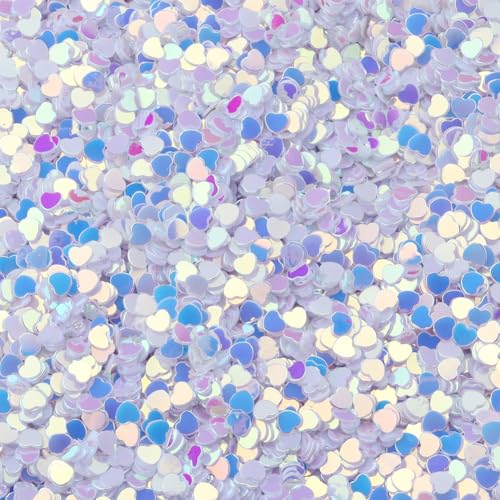 Hrlace 60g 3mm Glitzer Pailletten Lose Bunte Herzen Pailletten zum Basteln für Nagelkunst Gesicht Augen Make up DIY Kunsthandwerk Party Hochzeitsdekoration Scrapbooking Goldweiß von Hrlace