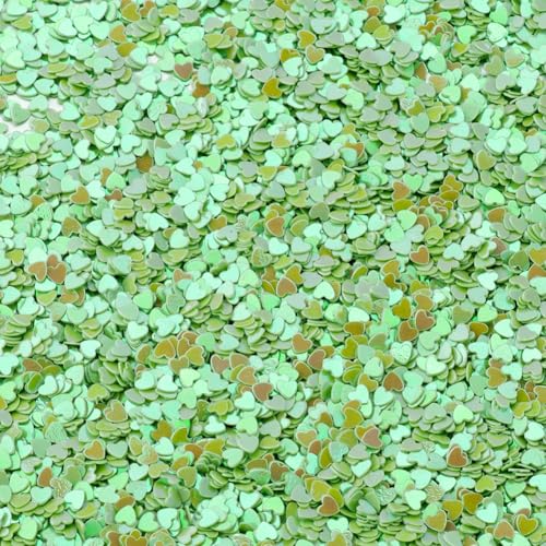 Hrlace 60g 3mm Glitzer Pailletten Lose Bunte Herzen Pailletten zum Basteln für Nagelkunst Gesicht Augen Make up DIY Kunsthandwerk Party Hochzeitsdekoration Scrapbooking Grün von Hrlace