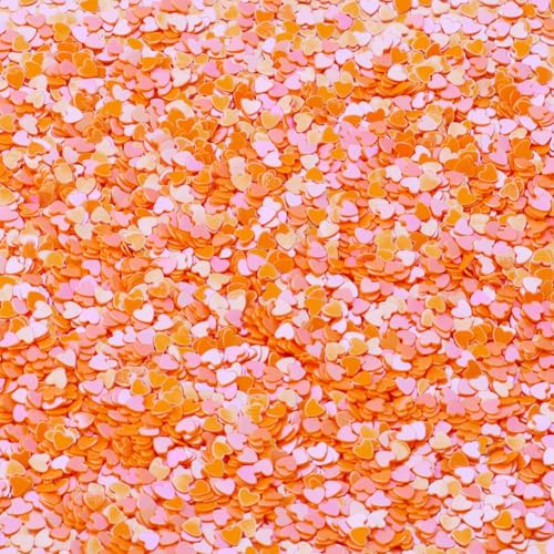 Hrlace 60g 3mm Glitzer Pailletten Lose Bunte Herzen Pailletten zum Basteln für Nagelkunst Gesicht Augen Make up DIY Kunsthandwerk Party Hochzeitsdekoration Scrapbooking Orange von Hrlace