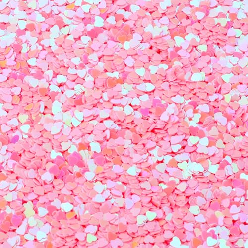 Hrlace 60g 3mm Glitzer Pailletten Lose Bunte Herzen Pailletten zum Basteln für Nagelkunst Gesicht Augen Make up DIY Kunsthandwerk Party Hochzeitsdekoration Scrapbooking Rosa von Hrlace