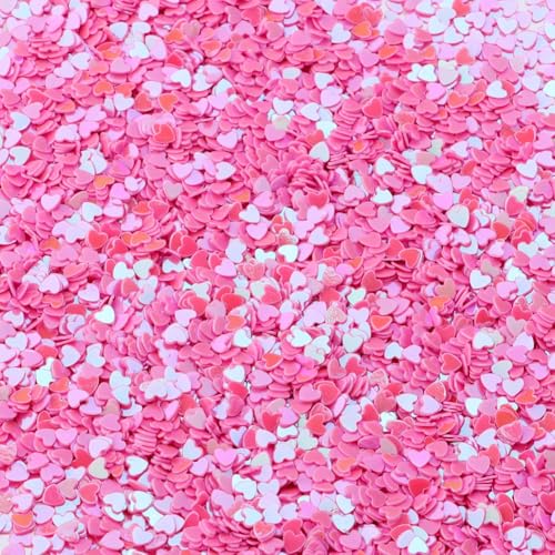 Hrlace 60g 3mm Glitzer Pailletten Lose Bunte Herzen Pailletten zum Basteln für Nagelkunst Gesicht Augen Make up DIY Kunsthandwerk Party Hochzeitsdekoration Scrapbooking Rosenrot von Hrlace