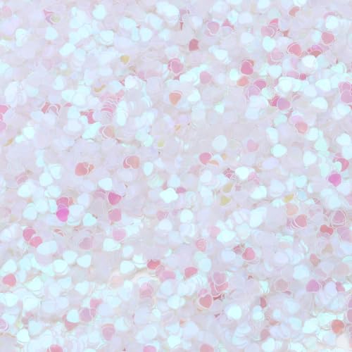 Hrlace 60g 3mm Glitzer Pailletten Lose Bunte Herzen Pailletten zum Basteln für Nagelkunst Gesicht Augen Make up DIY Kunsthandwerk Party Hochzeitsdekoration Scrapbooking Transparentes Weiß von Hrlace