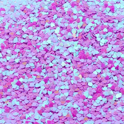 Hrlace 60g 3mm Glitzer Pailletten Lose Bunte Herzen Pailletten zum Basteln für Nagelkunst Gesicht Augen Make up DIY Kunsthandwerk Party Hochzeitsdekoration Scrapbooking Violett von Hrlace