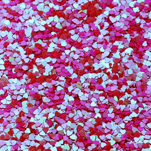 Hrlace 60g 3mm Glitzer Pailletten Lose Bunte Herzen Pailletten zum Basteln für Nagelkunst Gesicht Augen Make up DIY Kunsthandwerk Party Hochzeitsdekoration Scrapbooking rot von Hrlace