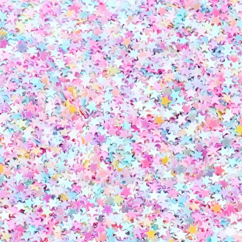 Hrlace 60g 3mm Pailletten Glitzer zum Basteln Bunte Sterne lose Pailletten für DIY Dekoration Nägel Gesicht Auftragen Kunsthandwerk Herstellung Nageldesign Schminken Hochzeit Gemischte Farben von Hrlace