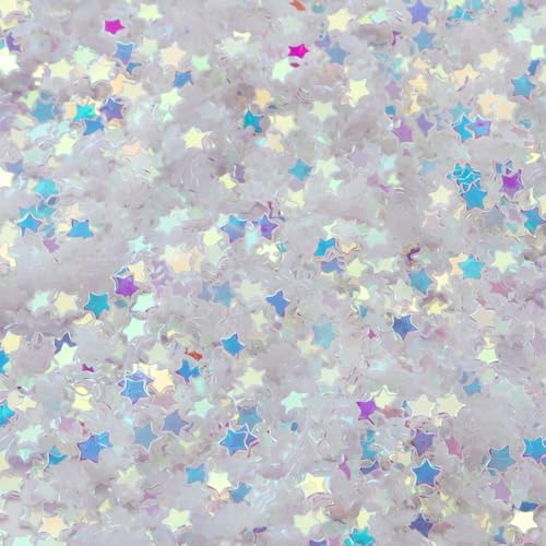 Hrlace 60g 3mm Pailletten Glitzer zum Basteln Bunte Sterne lose Pailletten für DIY Dekoration Nägel Gesicht Auftragen Kunsthandwerk Herstellung Nageldesign Schminken Hochzeit Gold Transparent Weiß von Hrlace