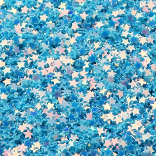 Hrlace 60g 3mm Pailletten Glitzer zum Basteln Bunte Sterne lose Pailletten für DIY Dekoration Nägel Gesicht Auftragen Kunsthandwerk Herstellung Nageldesign Schminken Hochzeit Goldblau von Hrlace