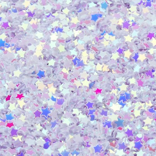 Hrlace 60g 3mm Pailletten Glitzer zum Basteln Bunte Sterne lose Pailletten für DIY Dekoration Nägel Gesicht Auftragen Kunsthandwerk Herstellung Nageldesign Schminken Hochzeit Goldweiß von Hrlace