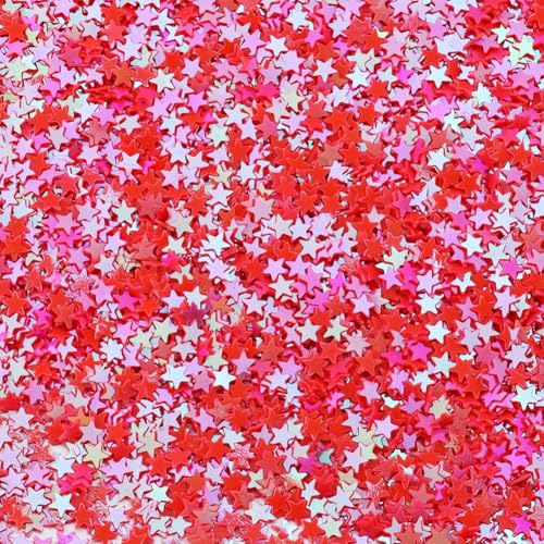 Hrlace 60g 3mm Pailletten Glitzer zum Basteln Bunte Sterne lose Pailletten für DIY Dekoration Nägel Gesicht Auftragen Kunsthandwerk Herstellung Nageldesign Schminken Hochzeit Rosenrot von Hrlace