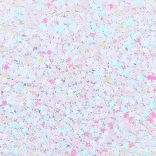 Hrlace 60g 3mm Pailletten Glitzer zum Basteln Bunte Sterne lose Pailletten für DIY Dekoration Nägel Gesicht Auftragen Kunsthandwerk Herstellung Nageldesign Schminken Hochzeit Weiß von Hrlace