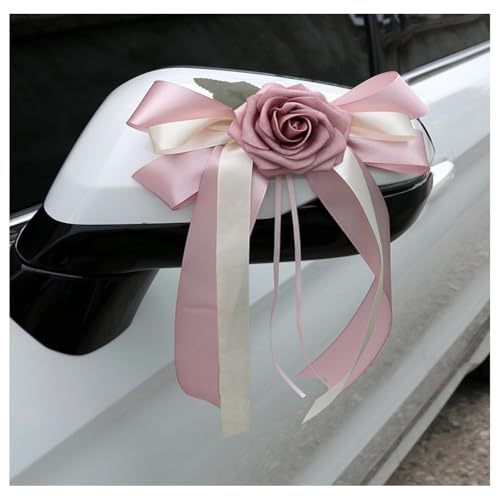 Hrlace Autoschleifen Hochzeit Autoschmuck Simulation Blume Hochzeitsauto Deko Auto Schleifen Rückspiegel Türgriff Dekoration Hochzeitsdeko Auto Künstliche Blume Autoschmuck #1 2 Stück von Hrlace