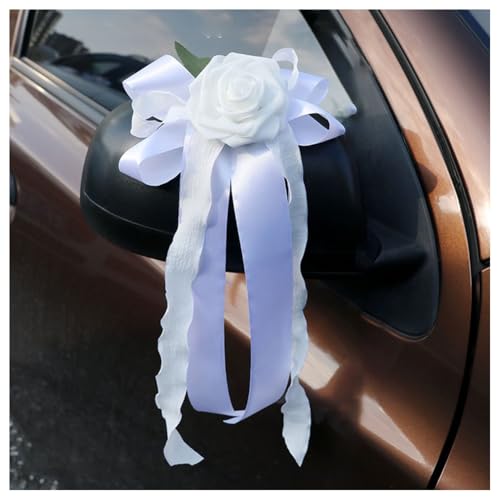 Hrlace Autoschleifen Hochzeit Autoschmuck Simulation Blume Hochzeitsauto Deko Auto Schleifen Rückspiegel Türgriff Dekoration Hochzeitsdeko Auto Künstliche Blume Autoschmuck #8 2 Stück von Hrlace