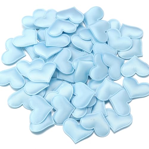 Hrlace Herz Konfetti 100 Stück Herz-Schwamm Herzförmiges 3D-Konfetti Herzen Deko Confetti Stoff Liebe Herz Tischdeko für Valentinstag, Jubiläum Dating, Hochzeitsbett, Geburtstag Deko Blau 3.2cm von Hrlace