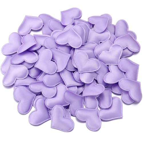 Hrlace Herz Konfetti 100 Stück Herz-Schwamm Herzförmiges 3D-Konfetti Herzen Deko Confetti Stoff Liebe Herz Tischdeko für Valentinstag, Jubiläum Dating, Hochzeitsbett, Geburtstag Deko Lila 3.2cm von Hrlace