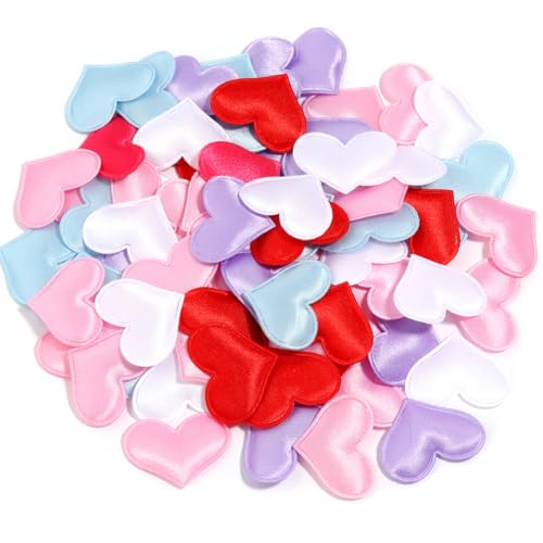 Hrlace Herz Konfetti 100 Stück Herz-Schwamm Herzförmiges 3D-Konfetti Herzen Deko Confetti Stoff Liebe Herz Tischdeko für Valentinstag, Jubiläum Dating, Hochzeitsbett, Geburtstag Deko Mischfarben 3.2cm von Hrlace