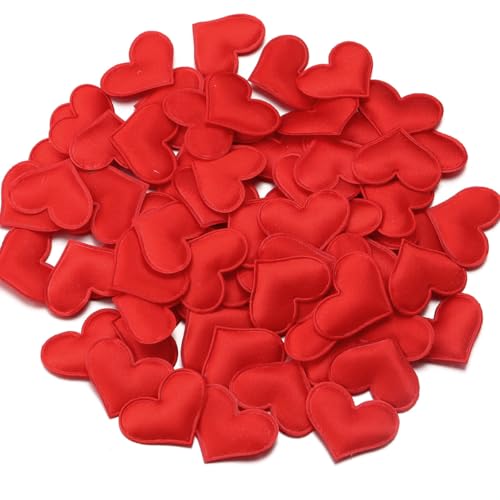 Hrlace Herz Konfetti 100 Stück Herz-Schwamm Herzförmiges 3D-Konfetti Herzen Deko Confetti Stoff Liebe Herz Tischdeko für Valentinstag, Jubiläum Dating, Hochzeitsbett, Geburtstag Deko Rot 2.5cm von Hrlace