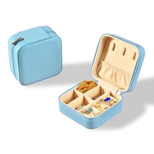 Hrlace Kleine Schmuckschatulle tragbare Schmuckkasten PU-Leder Organizer Mini-Reise-Schmuck-Aufbewahrungsbox für Ringe, Ohrringe, Halsketten, Schmuckgeschenk für Frauen und Mädchen Stil 25 von Hrlace