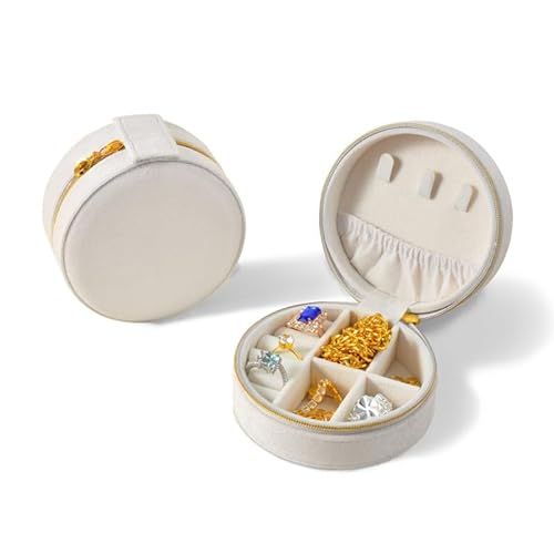 Hrlace Kleine Schmuckschatulle tragbare Schmuckkasten PU-Leder Organizer Mini-Reise-Schmuck-Aufbewahrungsbox für Ringe, Ohrringe, Halsketten, Schmuckgeschenk für Frauen und Mädchen Stil 33 von Hrlace