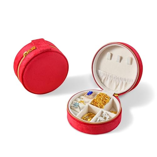 Hrlace Kleine Schmuckschatulle tragbare Schmuckkasten PU-Leder Organizer Mini-Reise-Schmuck-Aufbewahrungsbox für Ringe, Ohrringe, Halsketten, Schmuckgeschenk für Frauen und Mädchen Stil 36 von Hrlace