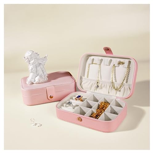 Hrlace Kleine Schmuckschatulle tragbare Schmuckkasten PU-Leder Organizer Mini-Reise-Schmuck-Aufbewahrungsbox für Ringe, Ohrringe, Halsketten, Schmuckgeschenk für Frauen und Mädchen Stil 52 von Hrlace