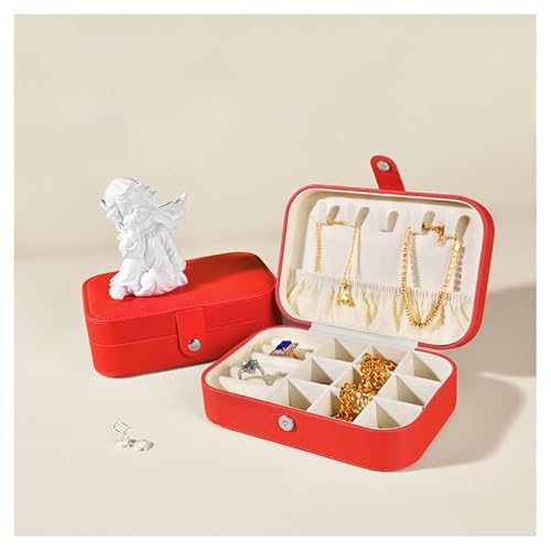 Hrlace Kleine Schmuckschatulle tragbare Schmuckkasten PU-Leder Organizer Mini-Reise-Schmuck-Aufbewahrungsbox für Ringe, Ohrringe, Halsketten, Schmuckgeschenk für Frauen und Mädchen Stil 56 von Hrlace