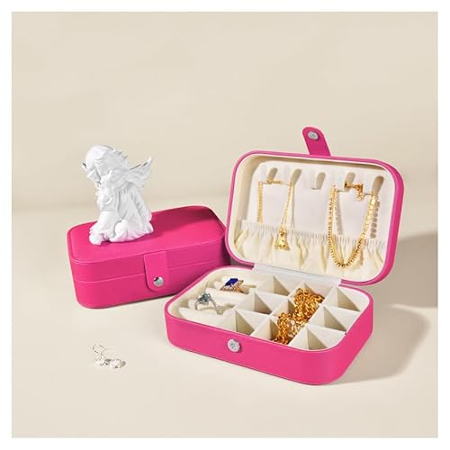 Hrlace Kleine Schmuckschatulle tragbare Schmuckkasten PU-Leder Organizer Mini-Reise-Schmuck-Aufbewahrungsbox für Ringe, Ohrringe, Halsketten, Schmuckgeschenk für Frauen und Mädchen Stil 58 von Hrlace