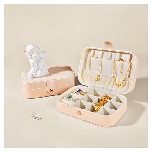 Hrlace Kleine Schmuckschatulle tragbare Schmuckkasten PU-Leder Organizer Mini-Reise-Schmuck-Aufbewahrungsbox für Ringe, Ohrringe, Halsketten, Schmuckgeschenk für Frauen und Mädchen Stil 62 von Hrlace