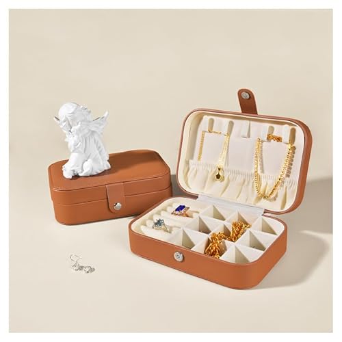 Hrlace Kleine Schmuckschatulle tragbare Schmuckkasten PU-Leder Organizer Mini-Reise-Schmuck-Aufbewahrungsbox für Ringe, Ohrringe, Halsketten, Schmuckgeschenk für Frauen und Mädchen Stil 66 von Hrlace