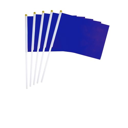 Hrlace Mini Flagge 14x21cm kleine Handflagge Solide DIY Graffiti Banner Schiedsrichter Flagge Hand Flaggen für Sportveranstaltungen Feierlichkeiten Party Indoor Outdoor Dekoration Blau 50 Stück von Hrlace