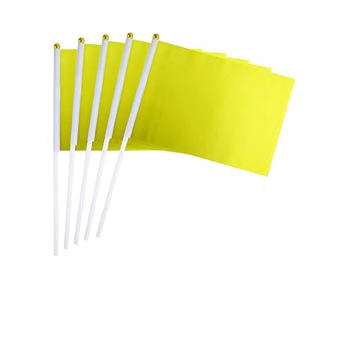 Hrlace Mini Flagge 14x21cm kleine Handflagge Solide DIY Graffiti Banner Schiedsrichter Flagge Hand Flaggen für Sportveranstaltungen Feierlichkeiten Party Indoor Outdoor Dekoration Gelb 30 Stück von Hrlace