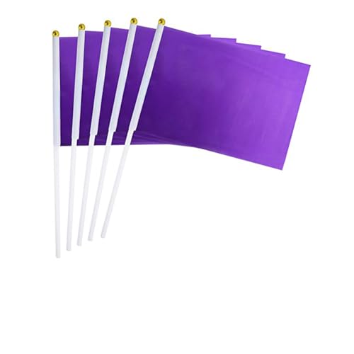 Hrlace Mini Flagge 14x21cm kleine Handflagge Solide DIY Graffiti Banner Schiedsrichter Flagge Hand Flaggen für Sportveranstaltungen Feierlichkeiten Party Indoor Outdoor Dekoration Lila 10 Stück von Hrlace