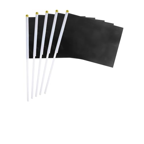 Hrlace Mini Flagge 14x21cm kleine Handflagge Solide DIY Graffiti Banner Schiedsrichter Flagge Hand Flaggen für Sportveranstaltungen Feierlichkeiten Party Indoor Outdoor Dekoration Schwarz 20 Stück von Hrlace