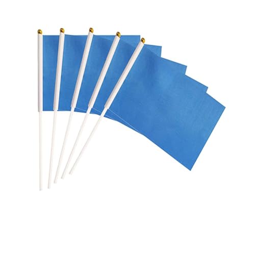 Hrlace Mini Flagge 14x21cm kleine Handflagge Solide DIY Graffiti Banner Schiedsrichter Flagge Hand Flaggen für Sportveranstaltungen Feierlichkeiten Party Indoor Outdoor Dekoration Sky Blue 100 Stück von Hrlace