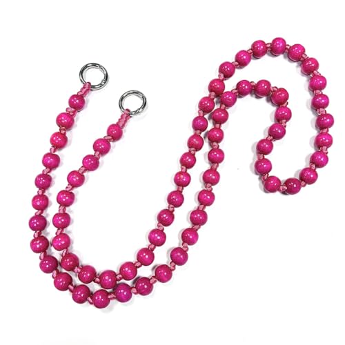 Hrlace Perlen Handykette 120cm Bunte Holzperlen Handy Lanyard Abnehmbare Telefon Kette Umhängeband Universal Anti Verlorene Handy Hängen Chian Taschenkette für Damen und Mädchen Rosarot von Hrlace