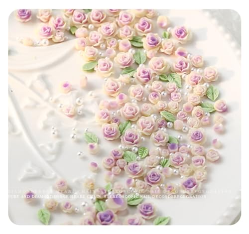 Hrlace Rose Nail Charms mit Perle 3D Harz Kamelie Rose Flower Nagel Deko Gemischt Größe Blumen Charms Nail Art Strasssteine Nägel Zubehör für Nägel Art,DIY Handyhülle,weihnachtsdeko Lila von Hrlace