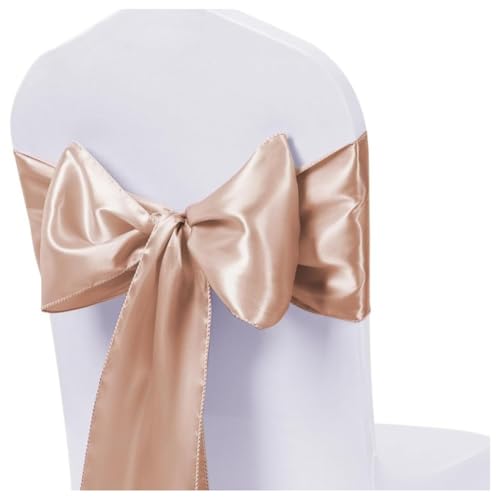 Hrlace Satin Stuhl Schärpen Schleifen Stuhl Schärpen Schleife Band Stuhl Krawatten Stuhlschärpe Dekoration für Hochzeit Bankett Thanksgiving Event Supplies Party Hotel Dekor Beige Rosa 100 Stück von Hrlace