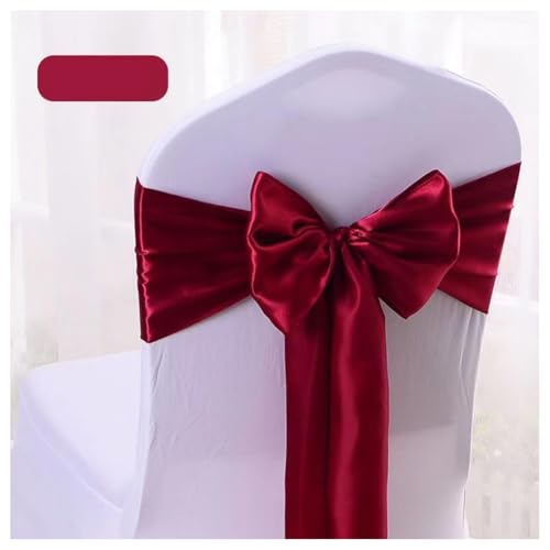 Hrlace Satin Stuhl Schärpen Schleifen Stuhl Schärpen Schleife Band Stuhl Krawatten Stuhlschärpe Dekoration für Hochzeit Bankett Thanksgiving Event Supplies Party Hotel Dekor Burgunderrot 100 Stück von Hrlace