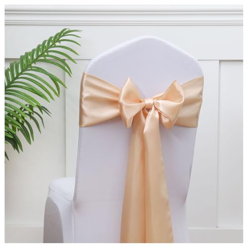 Hrlace Satin Stuhl Schärpen Schleifen Stuhl Schärpen Schleife Band Stuhl Krawatten Stuhlschärpe Dekoration für Hochzeit Bankett Thanksgiving Event Supplies Party Hotel Dekor Champagner 100 Stück von Hrlace