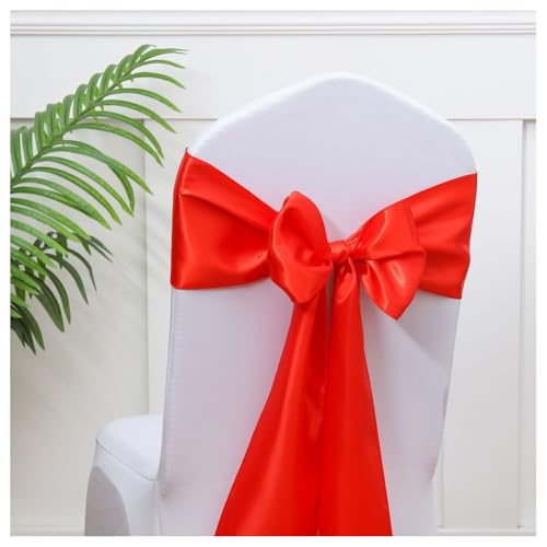 Hrlace Satin Stuhl Schärpen Schleifen Stuhl Schärpen Schleife Band Stuhl Krawatten Stuhlschärpe Dekoration für Hochzeit Bankett Thanksgiving Event Supplies Party Hotel Dekor Großes Rot 100 Stück von Hrlace