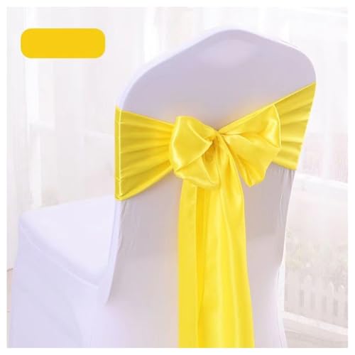 Hrlace Satin Stuhl Schärpen Schleifen Stuhl Schärpen Schleife Band Stuhl Krawatten Stuhlschärpe Dekoration für Hochzeit Bankett Thanksgiving Event Supplies Party Hotel Dekor Helles Gelb 50 Stück von Hrlace