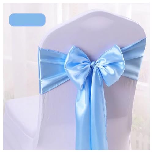 Hrlace Satin Stuhl Schärpen Schleifen Stuhl Schärpen Schleife Band Stuhl Krawatten Stuhlschärpe Dekoration für Hochzeit Bankett Thanksgiving Event Supplies Party Hotel Dekor Himmelblau 100 Stück von Hrlace