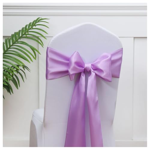 Hrlace Satin Stuhl Schärpen Schleifen Stuhl Schärpen Schleife Band Stuhl Krawatten Stuhlschärpe Dekoration für Hochzeit Bankett Thanksgiving Event Supplies Party Hotel Dekor Lavendel 100 Stück von Hrlace