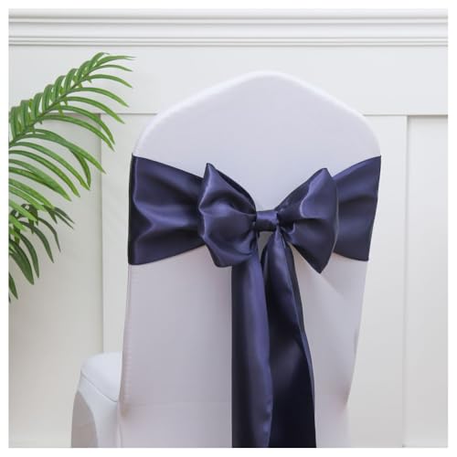 Hrlace Satin Stuhl Schärpen Schleifen Stuhl Schärpen Schleife Band Stuhl Krawatten Stuhlschärpe Dekoration für Hochzeit Bankett Thanksgiving Event Supplies Party Hotel Dekor Marineblau 100 Stück von Hrlace