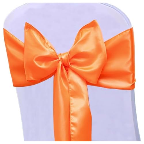 Hrlace Satin Stuhl Schärpen Schleifen Stuhl Schärpen Schleife Band Stuhl Krawatten Stuhlschärpe Dekoration für Hochzeit Bankett Thanksgiving Event Supplies Party Hotel Dekor Orange 100 Stück von Hrlace