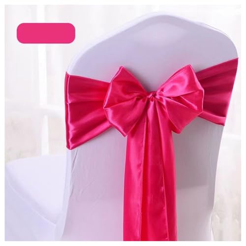 Hrlace Satin Stuhl Schärpen Schleifen Stuhl Schärpen Schleife Band Stuhl Krawatten Stuhlschärpe Dekoration für Hochzeit Bankett Thanksgiving Event Supplies Party Hotel Dekor Rosarot 50 Stück von Hrlace