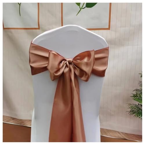 Hrlace Satin Stuhl Schärpen Schleifen Stuhl Schärpen Schleife Band Stuhl Krawatten Stuhlschärpe Dekoration für Hochzeit Bankett Thanksgiving Event Supplies Party Hotel Dekor Roségold 100 Stück von Hrlace