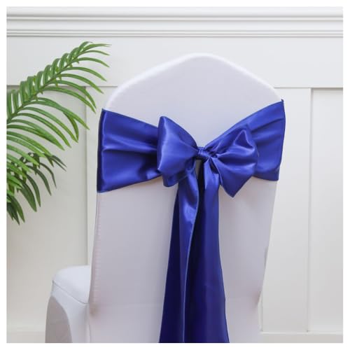 Hrlace Satin Stuhl Schärpen Schleifen Stuhl Schärpen Schleife Band Stuhl Krawatten Stuhlschärpe Dekoration für Hochzeit Bankett Thanksgiving Event Supplies Party Hotel Dekor Saphirblau 100 Stück von Hrlace