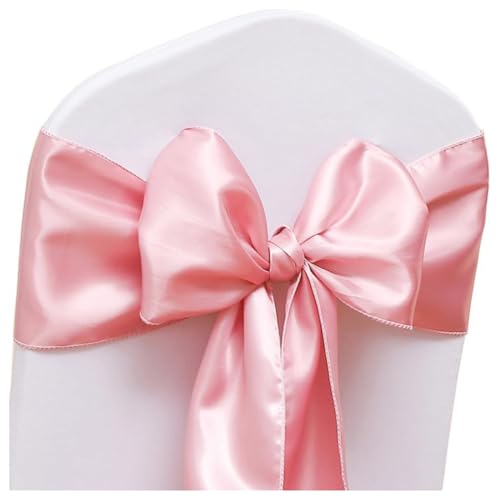 Hrlace Satin Stuhl Schärpen Schleifen Stuhl Schärpen Schleife Band Stuhl Krawatten Stuhlschärpe Dekoration für Hochzeit Bankett Thanksgiving Event Supplies Party Hotel Dekor Schmutziges Pink 100 Stück von Hrlace