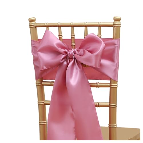 Hrlace Satin Stuhl Schärpen Schleifen Stuhl Schärpen Schleife Band Stuhl Krawatten Stuhlschärpe Dekoration für Hochzeit Bankett Thanksgiving Event Supplies Party Hotel Dekor Schmutziges Rosa 100 Stück von Hrlace